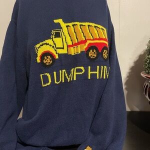 Teddy Fresh Navy Sweater with Yellow and Red Truck Design Womens Sweater